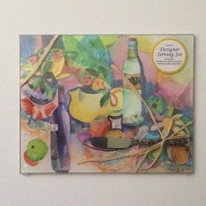 Tempered glass cheese board and stainless steel spreader